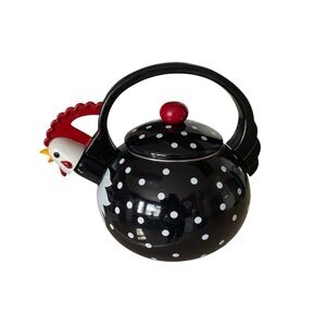 Polka Dot Black and White Chicken Teapot